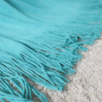 SOGA Acrylic Knitted Throw Blanket – Solid Warm Cozy Woven Cover with Fringes for Couch, Bed, Sofa, Home Decor, Teal