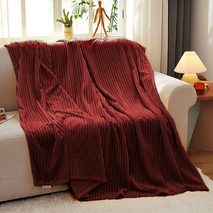 SOGA Throw Blanket Warm Cozy Striped Pattern Thin Flannel Coverlet Fleece Bed Sofa Comforter