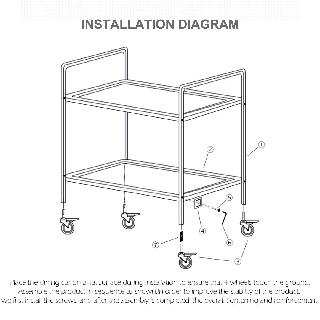 SOGA 4 Tier Stainless Steel Kitchen Dining Food Cart Trolley Utility 950x500x1220