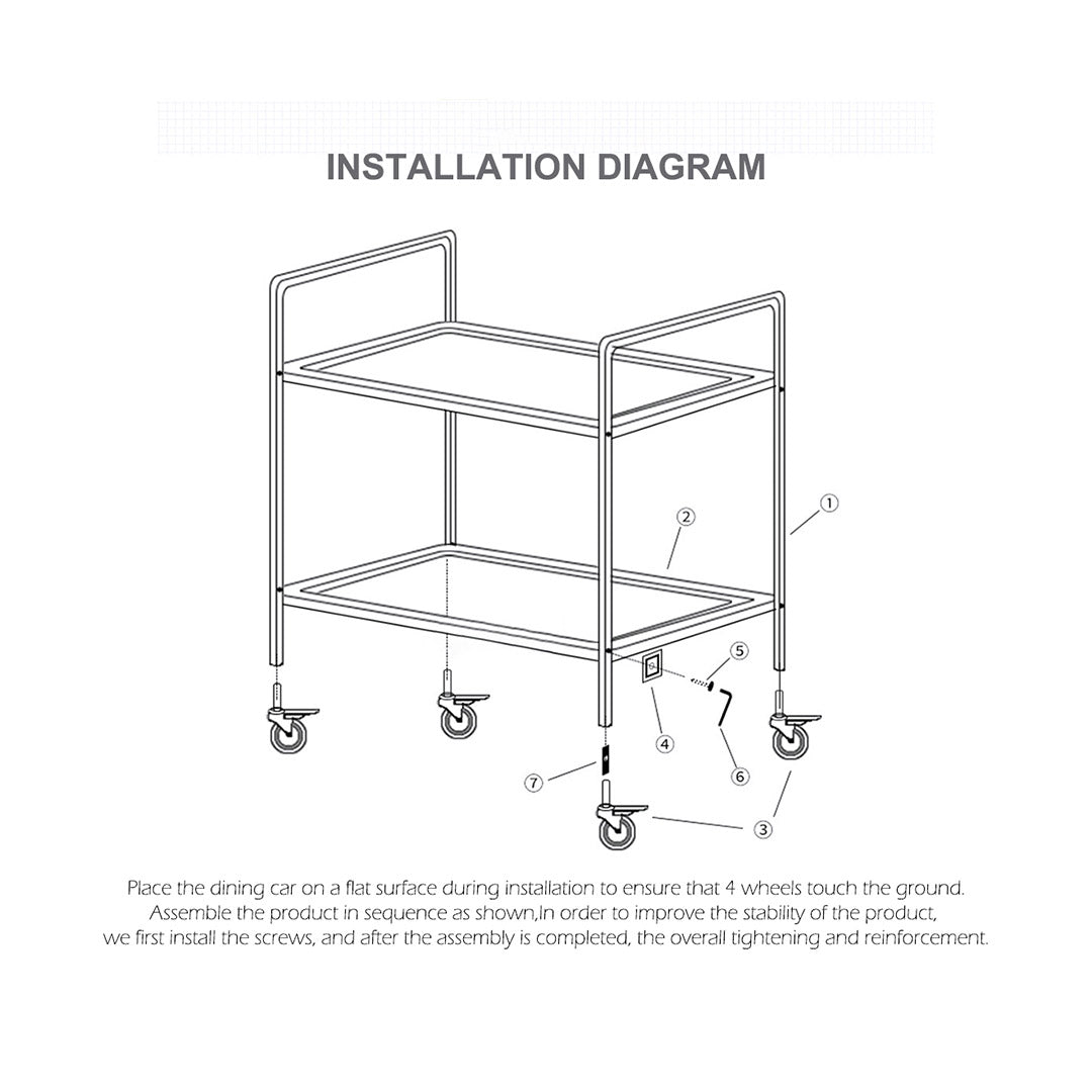 SOGA 2X 4 Tier Stainless Steel Kitchen Dinning Food Cart Trolley Utility Size Square Medium