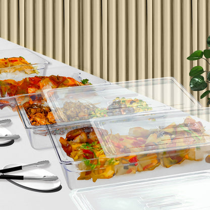 SOGA 100mm Clear Gastronorm GN Pan 1/1 Food Tray Storage Bundle of 6 with Lid