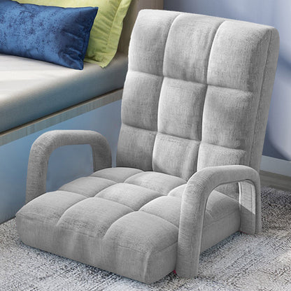 SOGA Foldable Lounge Cushion Adjustable Floor Lazy Recliner Chair with Armrest Grey