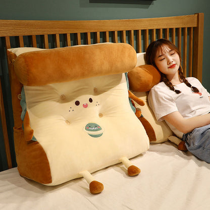 SOGA Cute Face Toast Bread Wedge Cushion Stuffed Plush Cartoon Back Support Pillow Home Decor