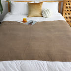 SOGA Acrylic Knitted Throw Blanket – Solid Warm Cozy Woven Cover with Fringes for Couch, Bed, Sofa & Home Decor, Coffee