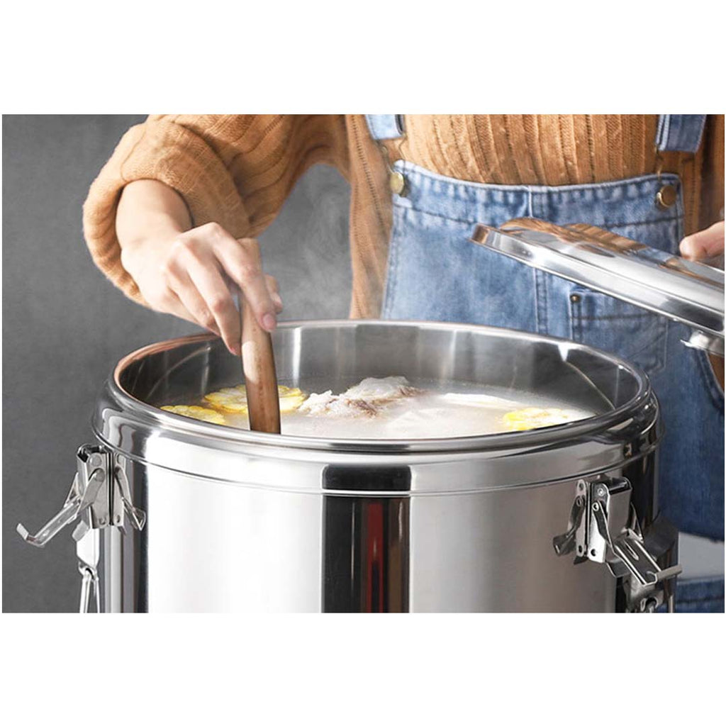 SOGA 2X 7.9 Gal Stainless Steel Insulated Stock Pot Dispenser Hot & Cold Beverage Container With Tap