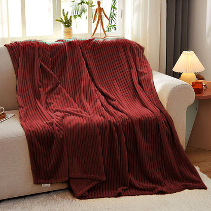 SOGA 2X Throw Blanket Warm Cozy Striped Pattern Thin Flannel Coverlet Fleece Bed Sofa Comforter