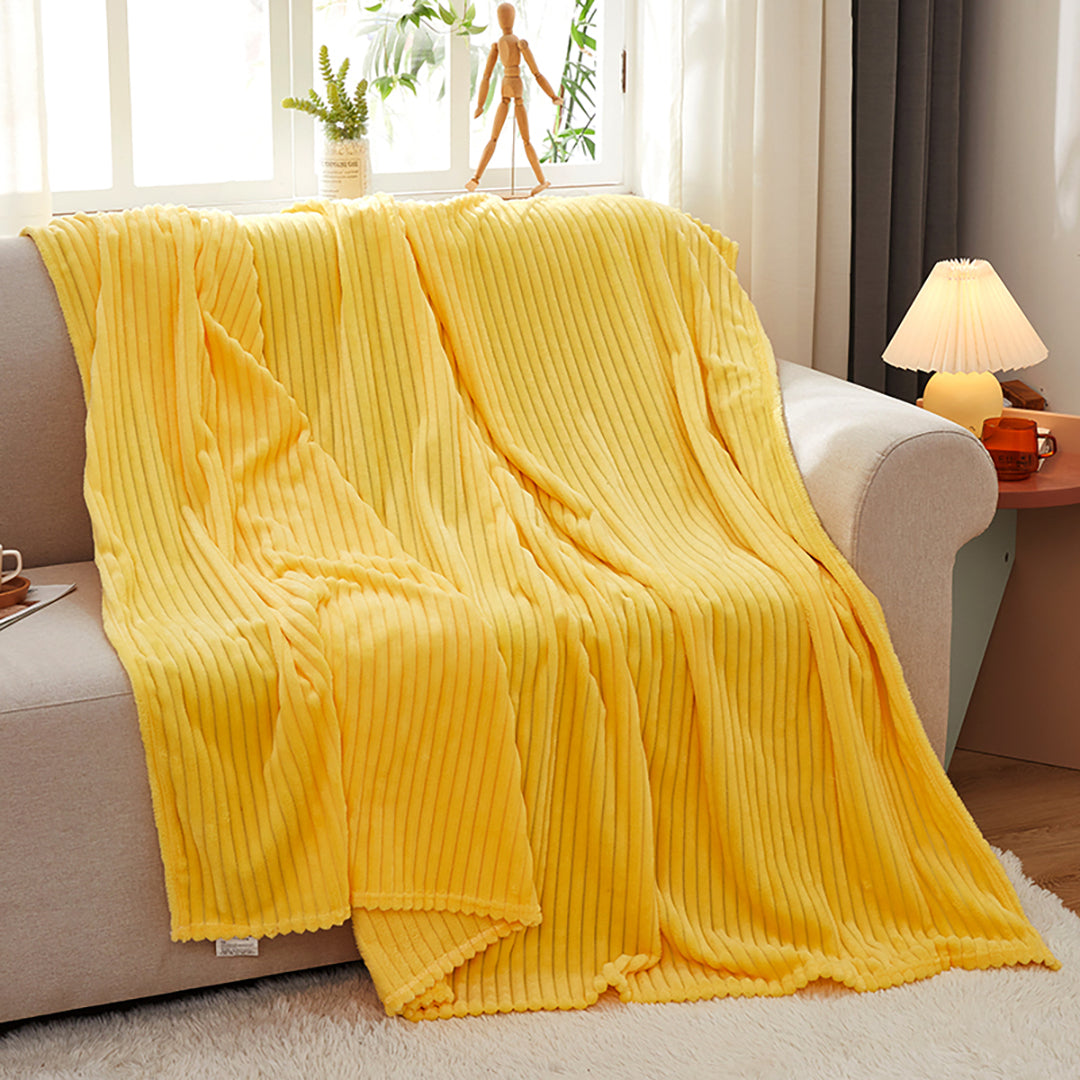 SOGA 2X Throw Blanket Warm Cozy Striped Pattern Thin Flannel Coverlet Fleece Bed Sofa Comforter