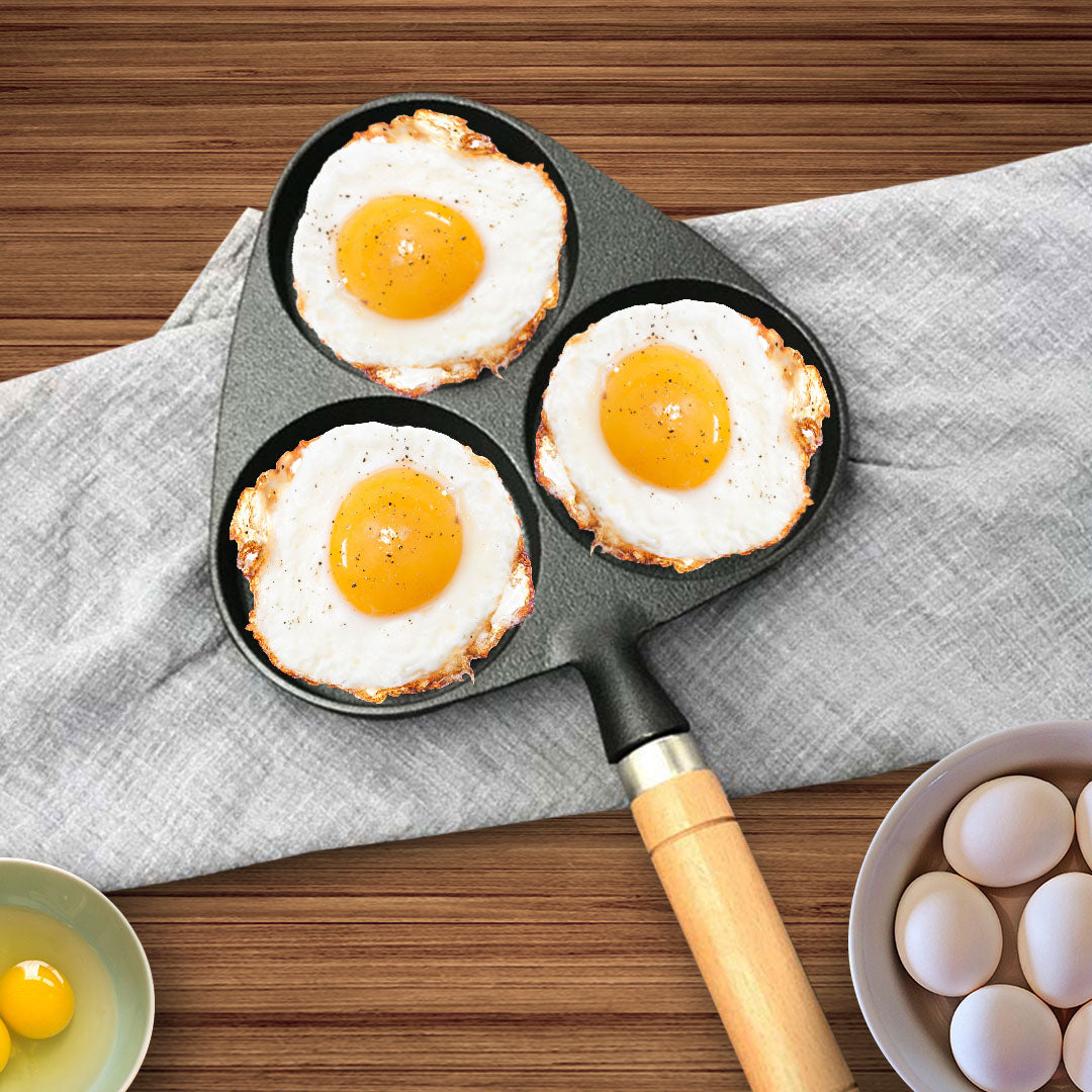 SOGA 2X 3 Mold Cast Iron Breakfast Fried Egg Pancake Omelette Fry Pan