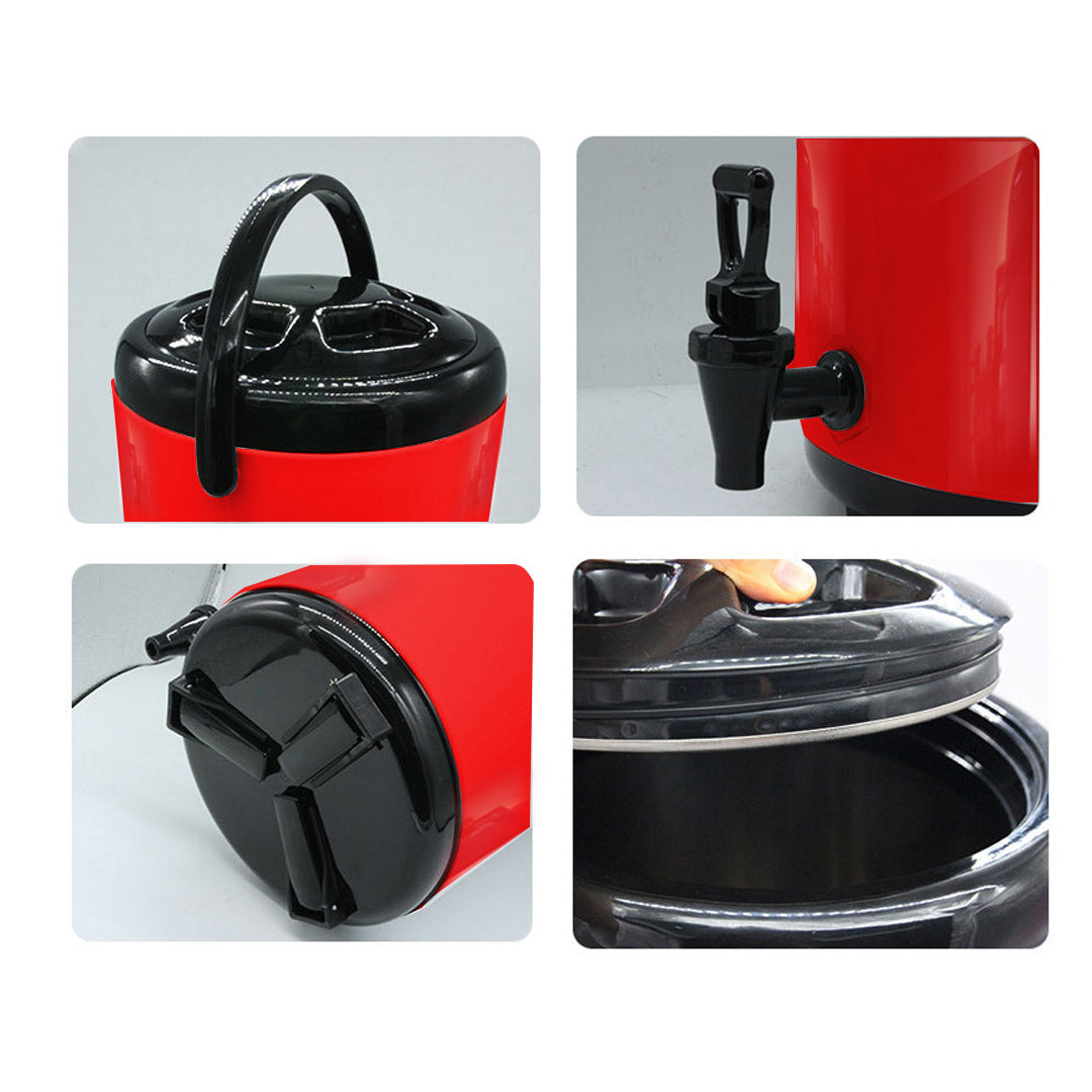 SOGA 8X 3.7 Gal Stainless Steel Insulated Milk Tea Barrel Hot and Cold Beverage Dispenser Container with Faucet Red