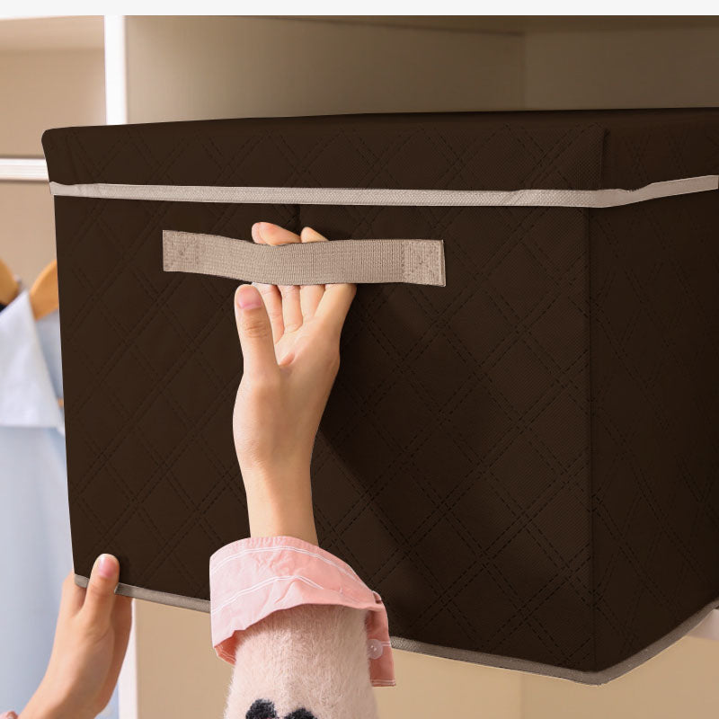 SOGA Large Coffee Non-Woven Diamond Quilt Grid Fabric Storage/Organizer Box