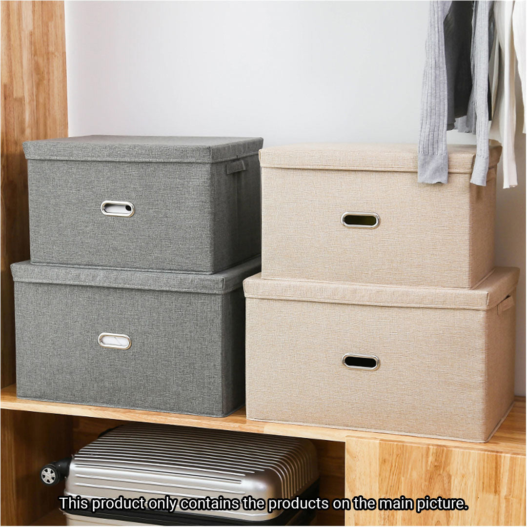 SOGA Grey Small Foldable Canvas Storage Box Cube Clothes Basket Organiser Home Decorative Box