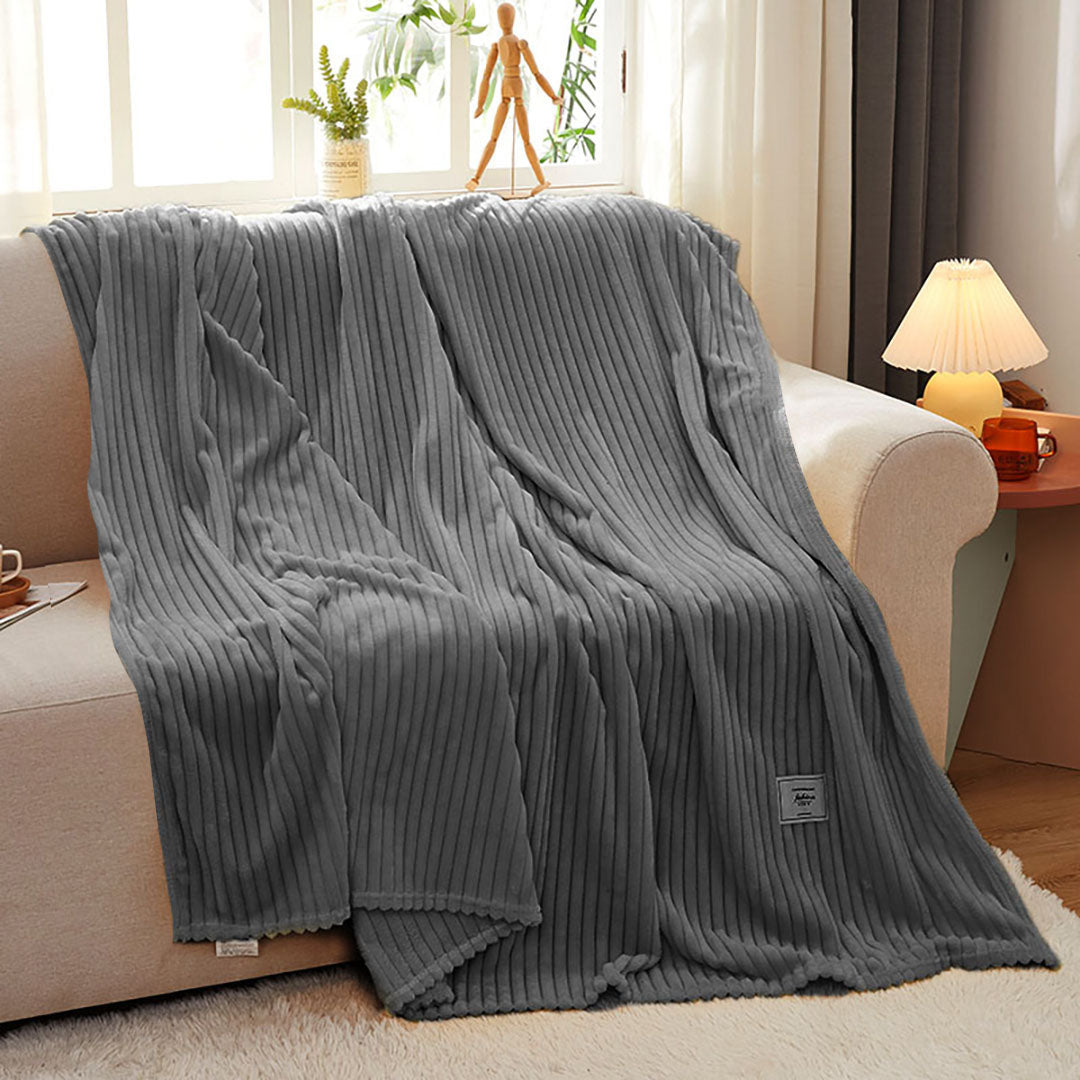 SOGA 2X Throw Blanket Warm Cozy Striped Pattern Thin Flannel Coverlet Fleece Bed Sofa Comforter