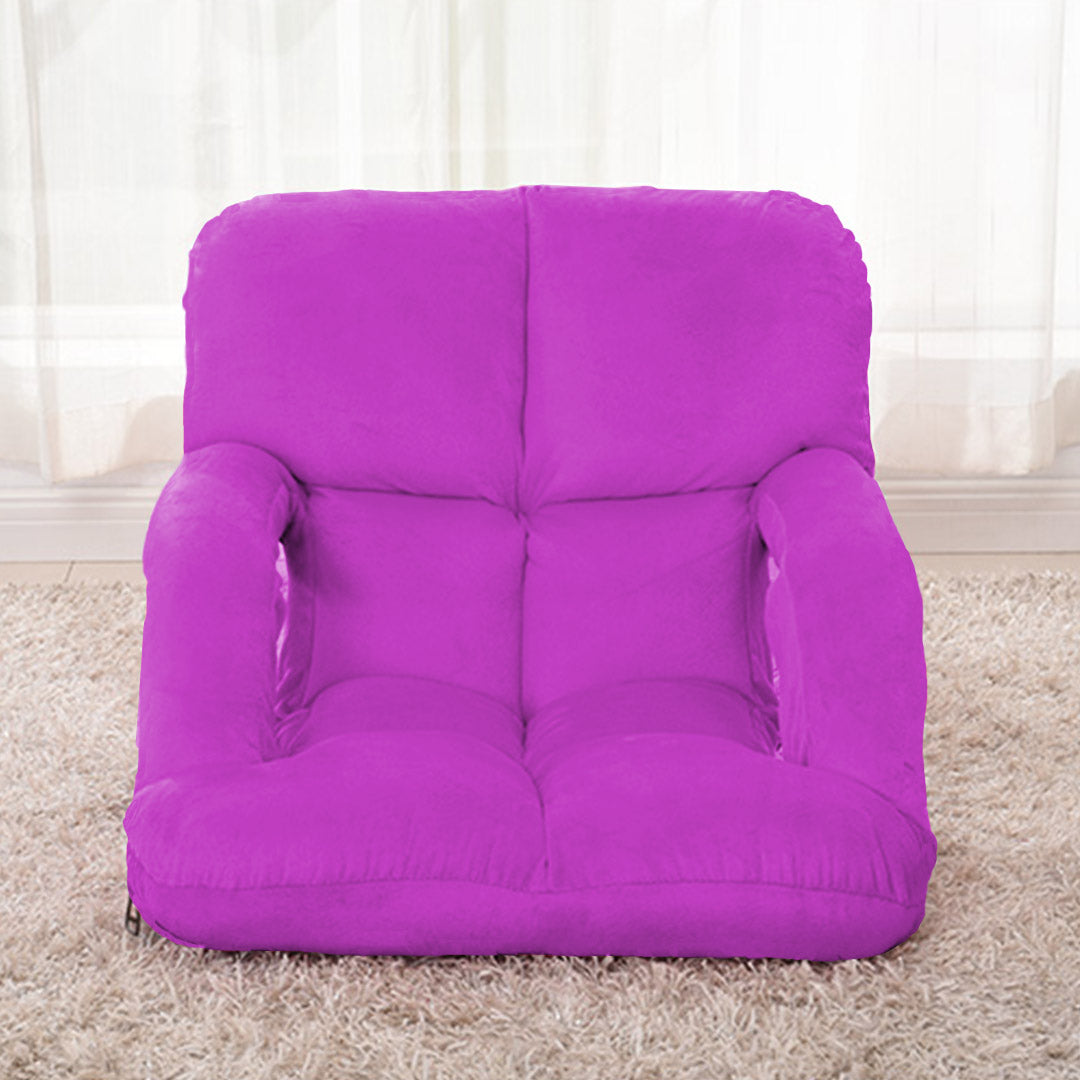 SOGA 4X Foldable Lounge Cushion Adjustable Floor Lazy Recliner Chair with Armrest Purple