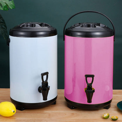 SOGA 4X 16L Stainless Steel Insulated Milk Tea Barrel Hot and Cold Beverage Dispenser Container with Faucet Pink