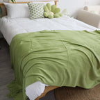SOGA Acrylic Knitted Throw Blanket – Solid Warm Cozy Woven Cover with Fringes for Couch, Bed, Sofa, Home Decor, Green