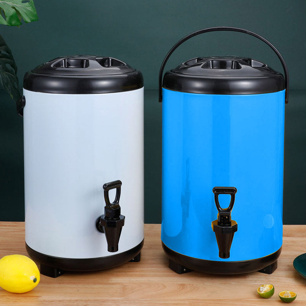 SOGA 2.1 Gal Stainless Steel Insulated Milk Tea Barrel Hot and Cold Beverage Dispenser Container with Faucet Blue