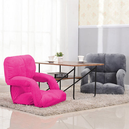 SOGA 4X Foldable Lounge Cushion Adjustable Floor Lazy Recliner Chair with Armrest Pink