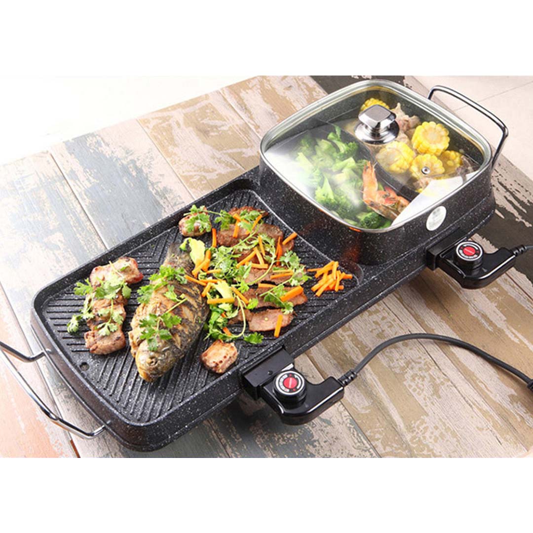 SOGA 2 in 1 Electric BBQ Grill Teppanyaki and Steamboat Hotpot Asian Hot Pot