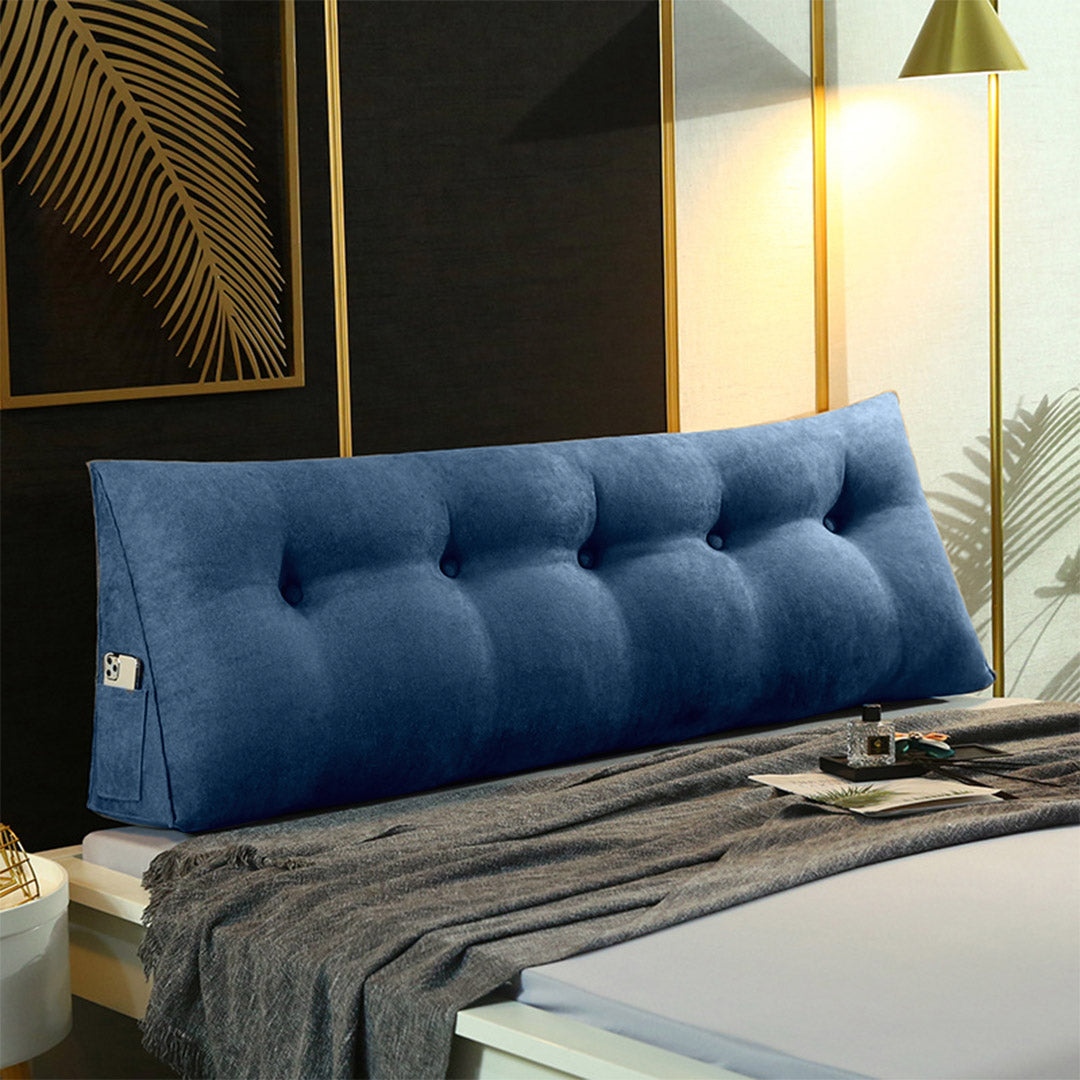 SOGA 2X 100cm Blue Triangular Wedge Bed Pillow Headboard Backrest Bedside Tatami Cushion Home Decor