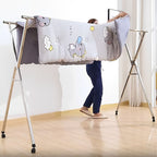 SOGA 2X 2.4m Portable Standing Clothes Drying Rack Foldable Space-Saving Laundry Holder with Wheels