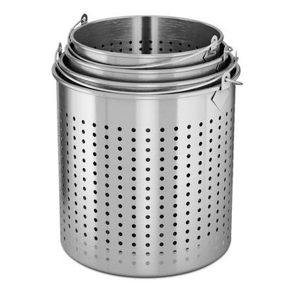 SOGA 2X 50L 18/10 Stainless Steel Perforated Stockpot Basket Pasta Strainer with Handle