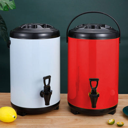 SOGA 8X 14L Stainless Steel Insulated Milk Tea Barrel Hot and Cold Beverage Dispenser Container with Faucet Red