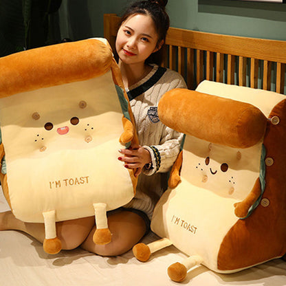 SOGA 2X Cute Face Toast Bread Wedge Cushion Stuffed Plush Cartoon Back Support Pillow Home Decor