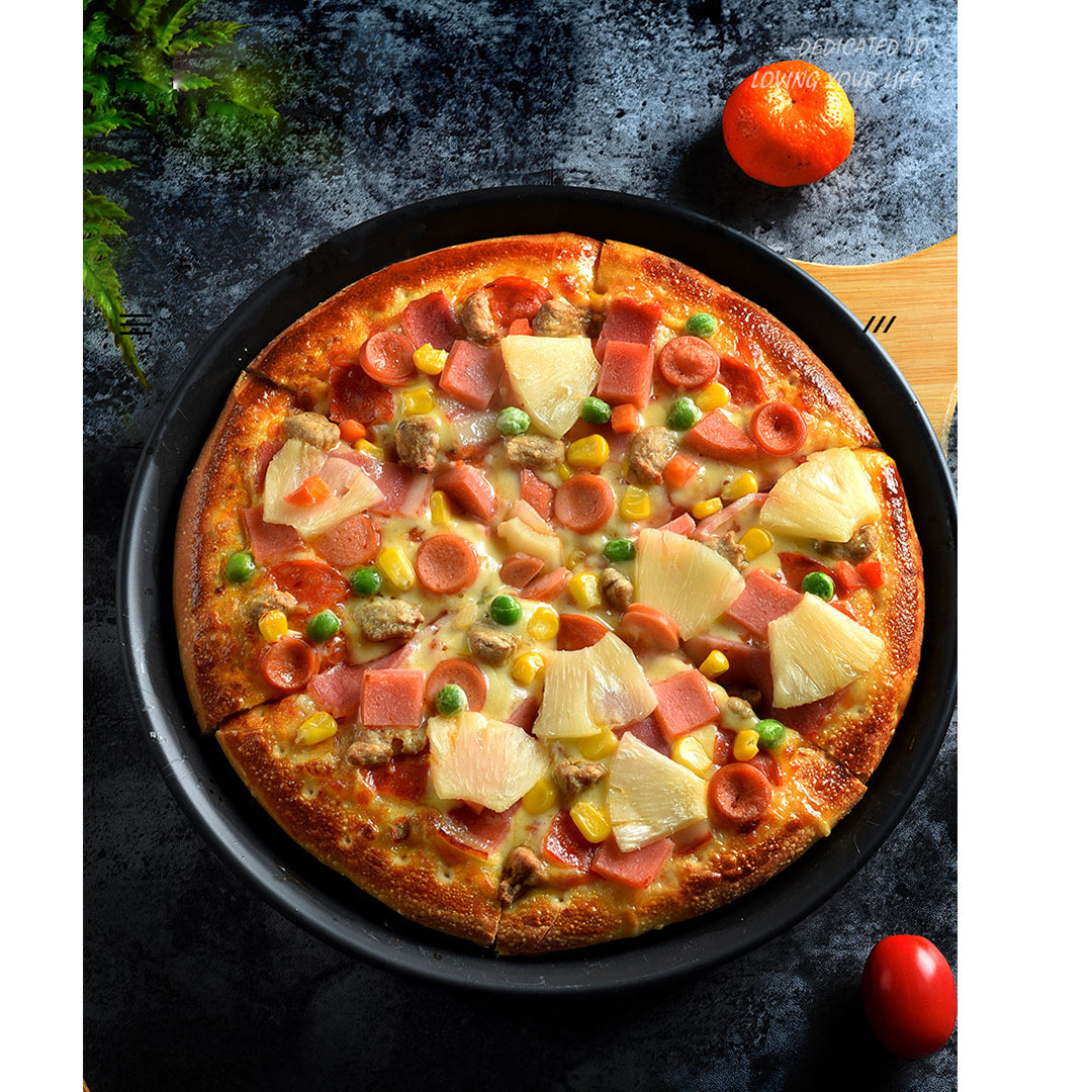 SOGA 8-inch Round Black Steel Non-stick Pizza Tray Oven Baking Plate Pan