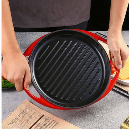 SOGA 2X Enamel porcelain Cast Iron Frying Pan Skillet Non-stick Coating Steak Sizzle Platter 26cm