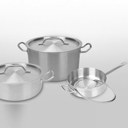 SOGA 2X 26cm Stainless Steel Saucepan With Lid Induction Cookware With Triple Ply Base