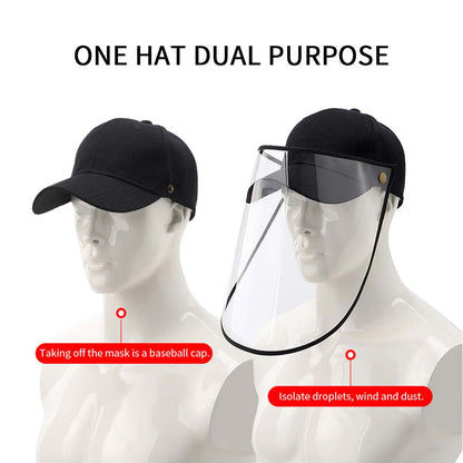 2X Outdoor Protection Hat Anti-Fog Pollution Dust Saliva Protective Cap Full Face HD Shield Cover Adult Black