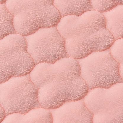 SOGA 2X Pink 153cm Wide Mattress Cover Thick Quilted Fleece Stretchable Clover Design Bed Spread Sheet Protector with Pillow Covers