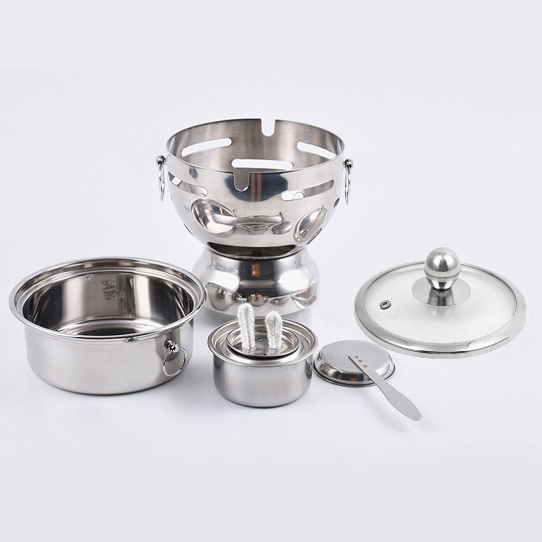 SOGA Stainless Steel Mini Asian Buffet Hot Pot Single Person Shabu Alcohol Stove Burner with Glass Lid