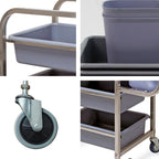 SOGA 3 Tier Food Trolley Food Waste Cart Five Buckets Kitchen Food Utility 82x43x92cm Square
