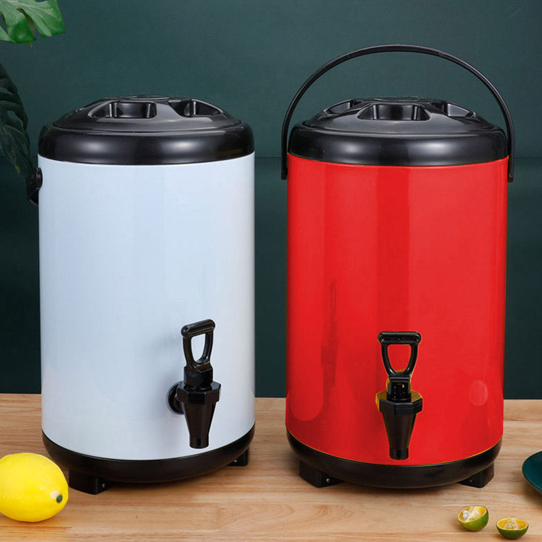 SOGA 2.1 Gal Stainless Steel Insulated Milk Tea Barrel Hot and Cold Beverage Dispenser Container with Faucet Red