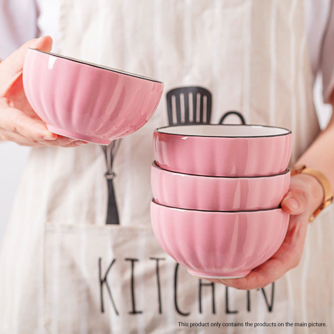 SOGA 8 pcs Set Pink Japanese Style Ceramic Dinnerware Crockery Soup Bowl Plate Server Kitchen Home Decor