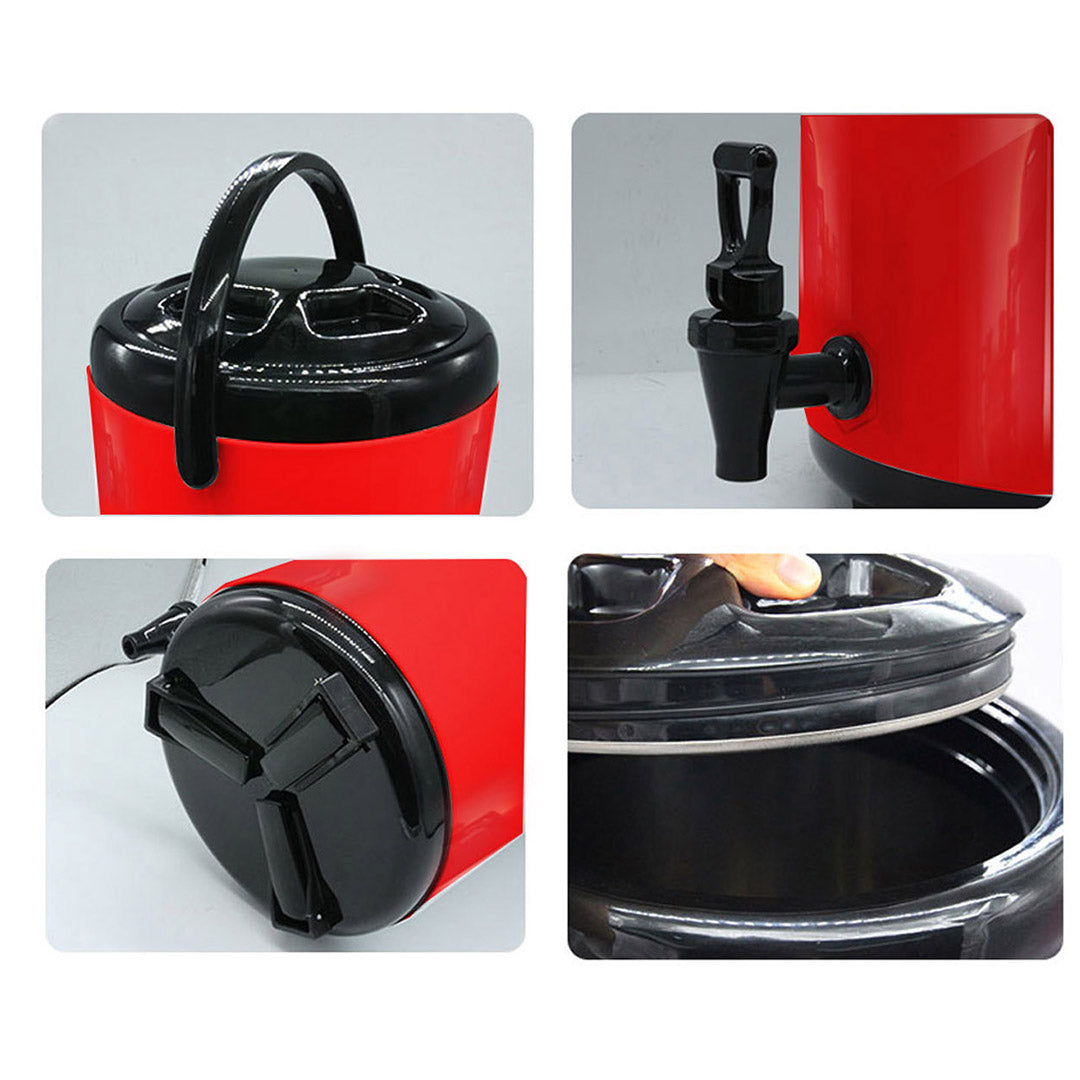 SOGA 2x 2.6 Gal Stainless Steel Insulated Milk Tea Barrel Hot and Cold Beverage Dispenser Container with Faucet Red