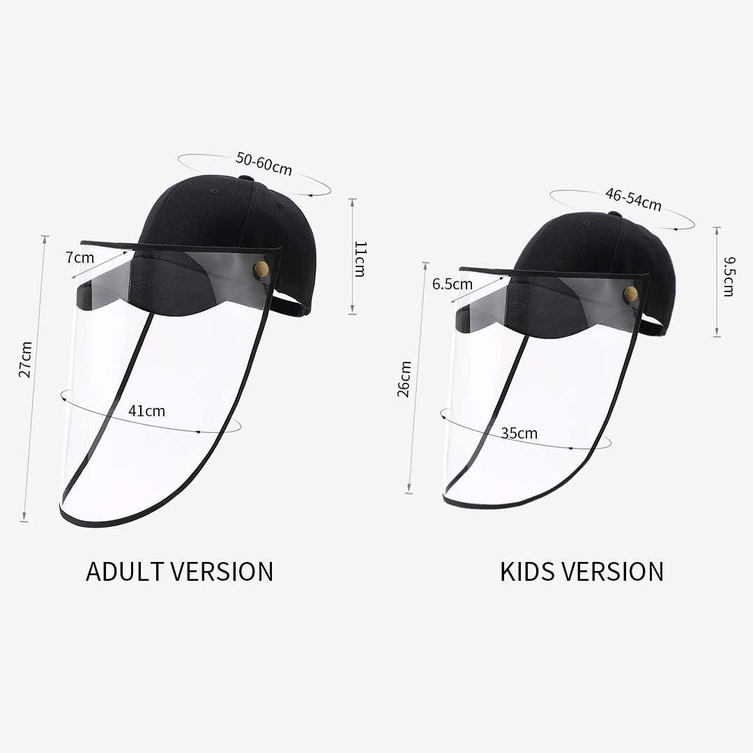 10X Outdoor Protection Hat Anti-Fog Pollution Dust Saliva Protective Cap Full Face HD Shield Cover Adult Black/White