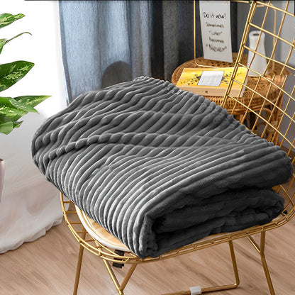 SOGA 2X Throw Blanket Warm Cozy Striped Pattern Thin Flannel Coverlet Fleece Bed Sofa Comforter