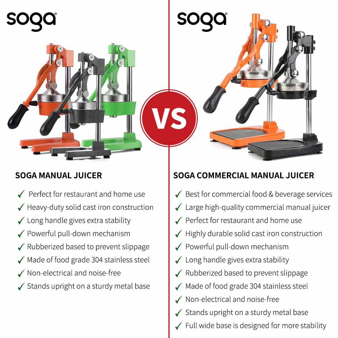 SOGA 2X Commercial Manual Juicer Hand Press Juice Extractor Squeezer Citrus