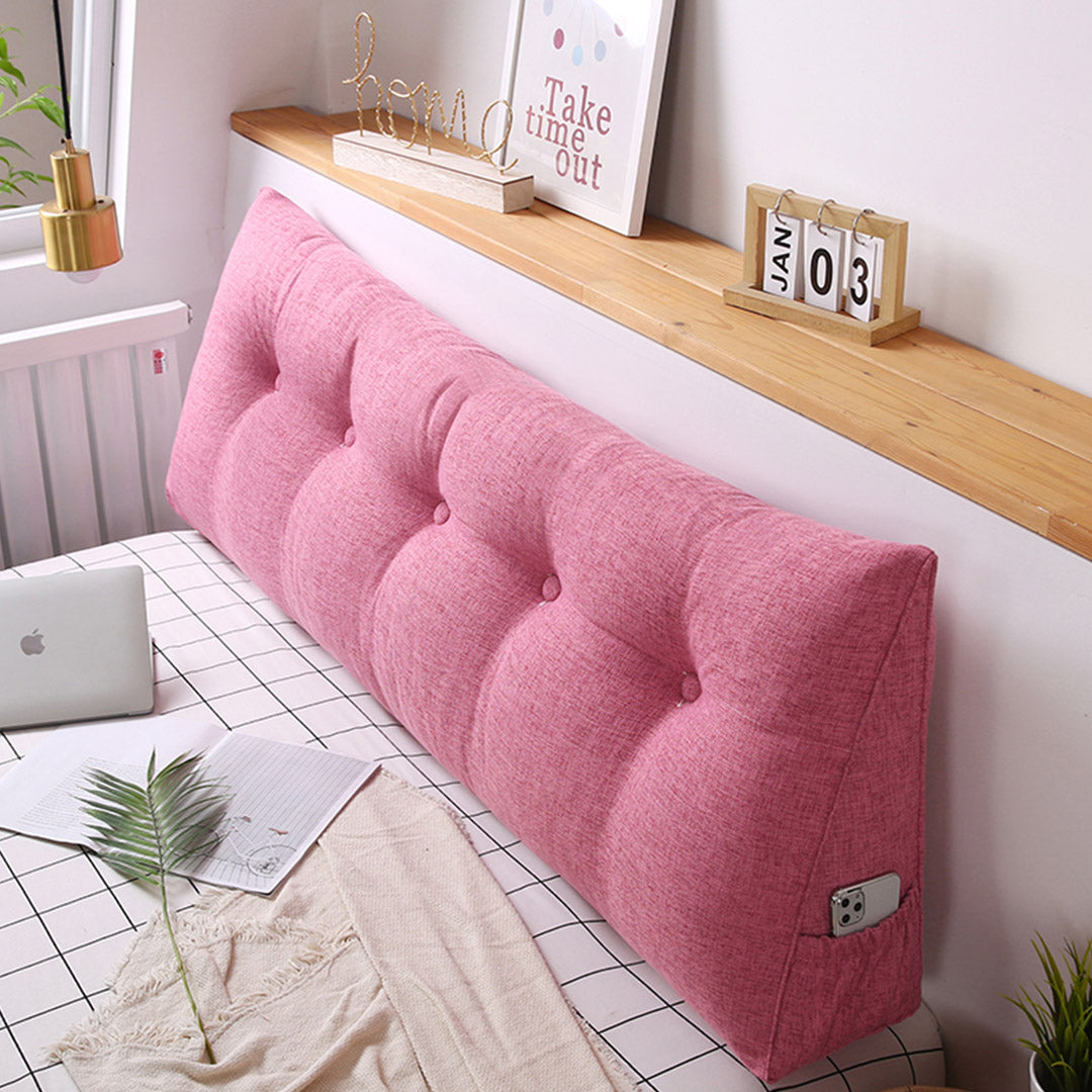 SOGA 4X 120cm Pink Triangular Wedge Bed Pillow Headboard Backrest Bedside Tatami Cushion Home Decor