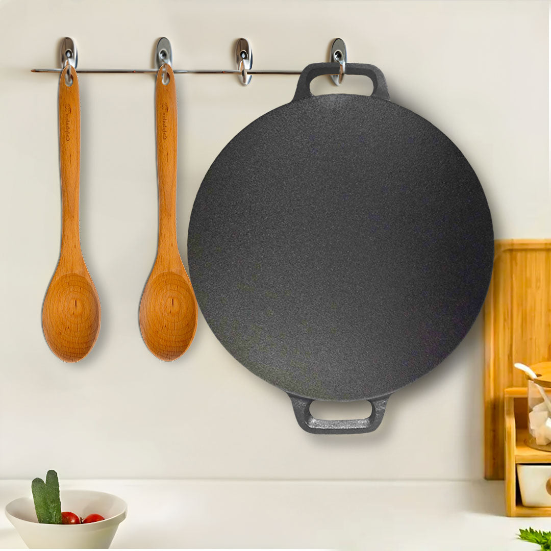 SOGA 2X 37cm Cast Iron Induction Crepes Pan Baking Cookie Pancake Pizza Bakeware