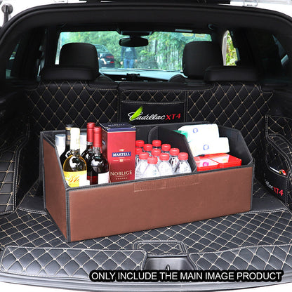 SOGA 2X Leather Car Boot Collapsible Foldable Trunk Cargo Organizer Portable Storage Box Coffee Medium