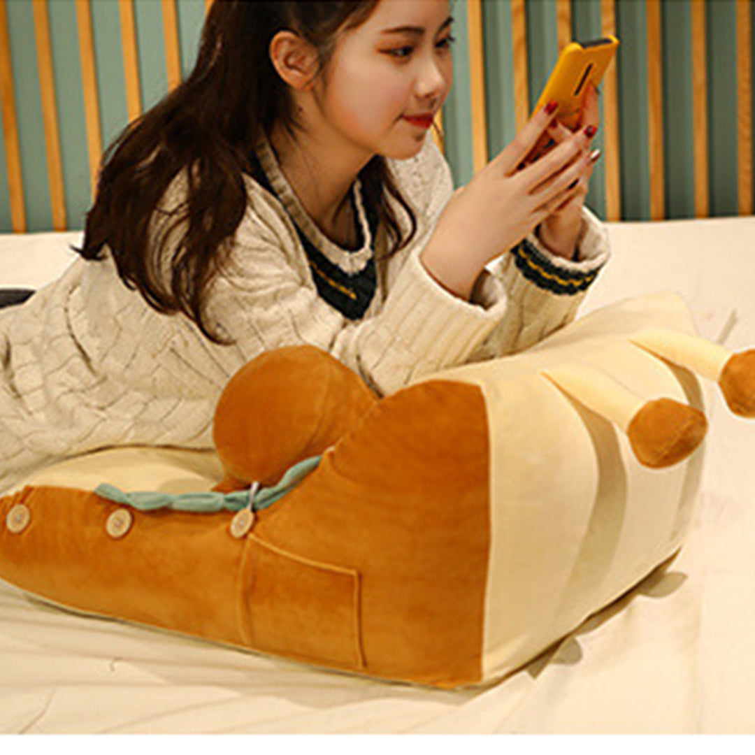 SOGA Smiley Face Toast Bread Wedge Cushion Stuffed Plush Cartoon Back Support Pillow Home Decor