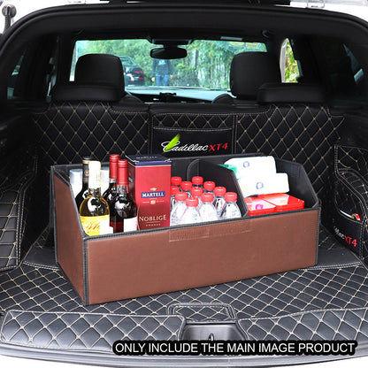 SOGA Leather Car Boot Collapsible Foldable Trunk Cargo Organizer Portable Storage Box Coffee Medium