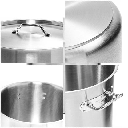 SOGA Dual Burners Cooktop Stove 21L and 17L Stainless Steel Stockpot Top Grade Stock Pot