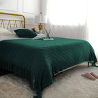 SOGA 2X Diamond Pattern Knitted Throw Blanket – Warm Cozy Woven Cover with Tassels for Couch, Bed, Sofa, Home Decor, Green