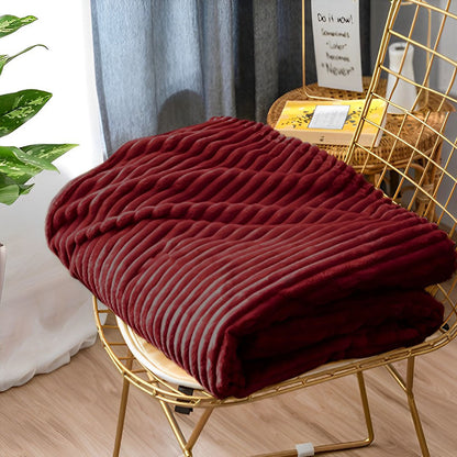 SOGA 2X Throw Blanket Warm Cozy Striped Pattern Thin Flannel Coverlet Fleece Bed Sofa Comforter