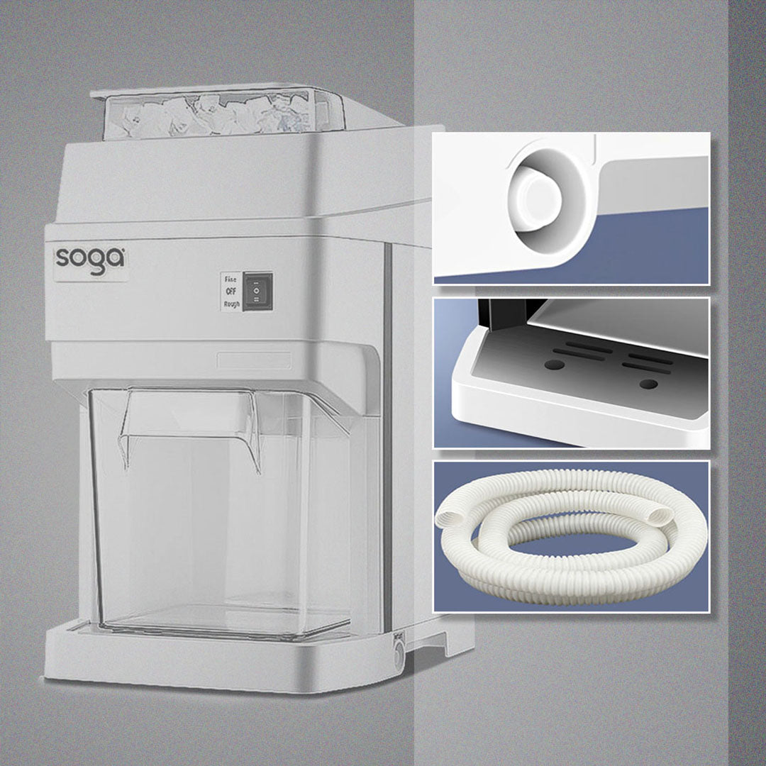 SOGA 2X 300 Watts Electric Ice Shaver Crusher Slicer Snow Cone Maker Commercial Tabletop Machine 120kgs/h White