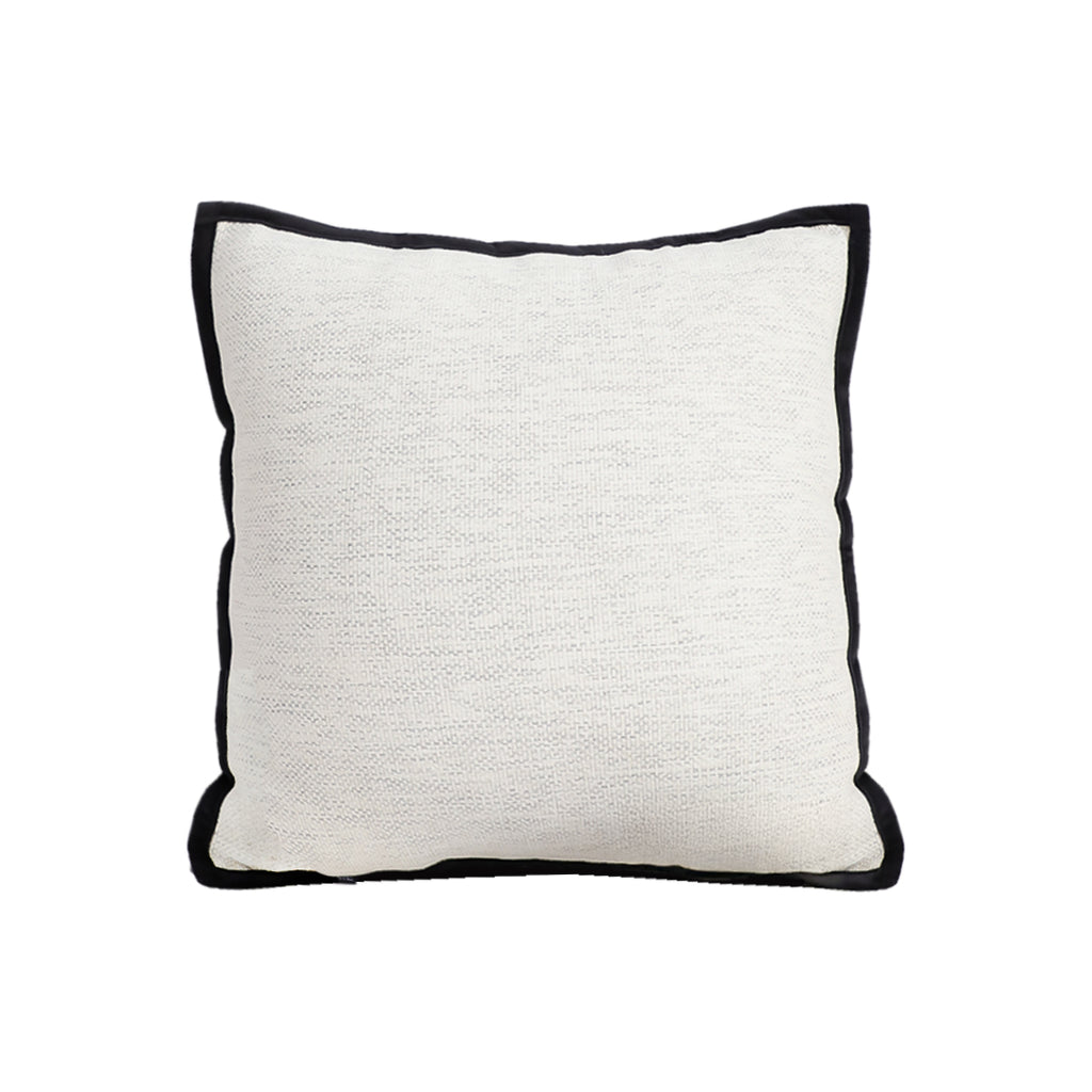 SOGA 45cm Minimalist Cream Pillowcase with Black Piping